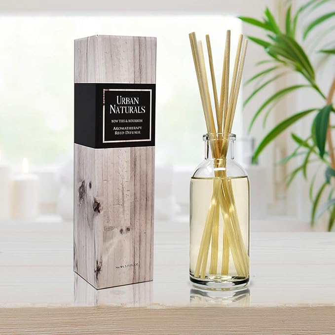 Urban Naturals Bowties & Bourbon Reed Diffuser Gift Set | Dark Oak, Bergamot &