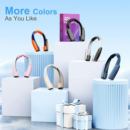 AI Portable Neck Fan with 6 Powerful Speeds, 8000mAh Battery Operated USB-C