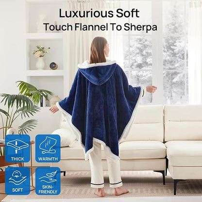 Westinghouse Wearable Heated Throw Blanket, Electric Heated Wrap Poncho Shawl