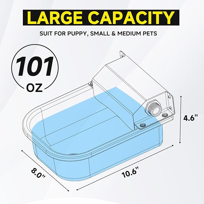 Automatic Water Dispenser for Dogs, 3L /101 oz 304 Stainless Steel Dog Water