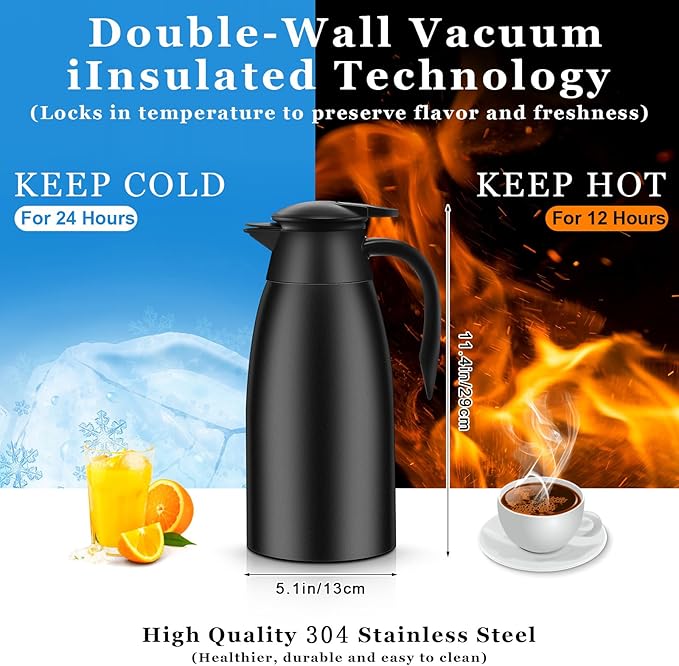 Norme 2 Pcs Thermal Coffee Carafe Insulated Stainless Steel Coffee Carafe