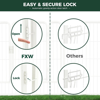 FXW Rollick Unleashed Dog Playpen for Indoor, Yard, RV Camping, 32 inch 8 Panels for Small and Medium Dogs, White│Patented