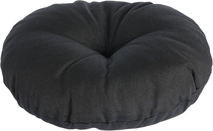 Magpie Fabrics Outdoor 15"x15"x4" Round Bistro Seat Cushions with Ties Set of 2, Tufted Waterproof Patio Floor Chair Pads for Home Garden Balcony Kitchen Office Porch, Black