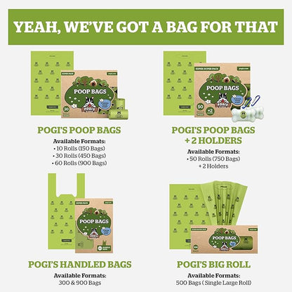 Pogi’s Dog Poop Bags – Leak-Proof & Extra Thick Pet Waste Bags (Unscented, 30 Rolls, 450-Count)