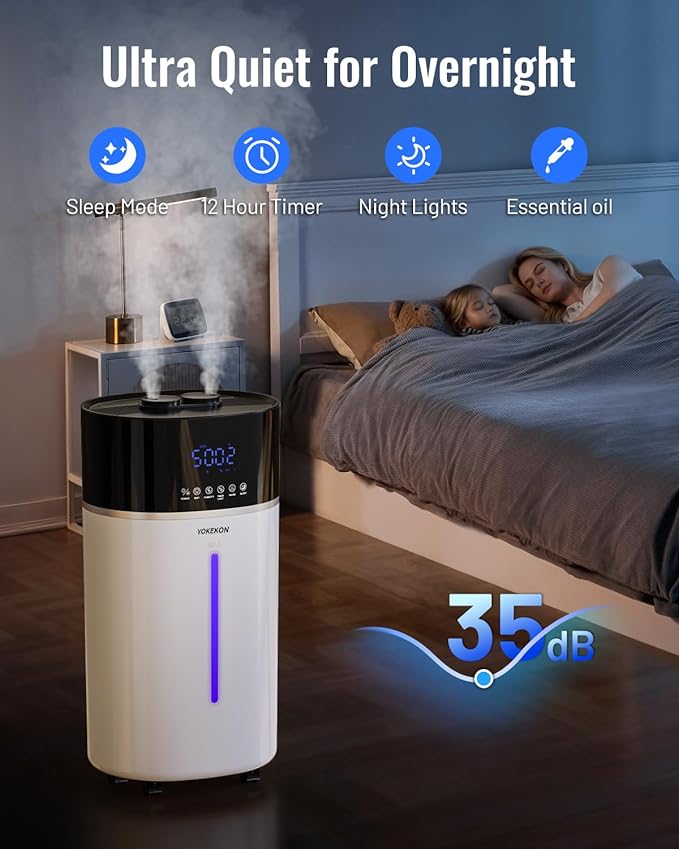 Yokekon Cool and Warm Mist Humidifier Large Room, 4.76Gal/18L Humidifiers