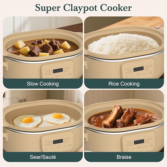MAGNIFIQUE 4 Quart Programmable Casserole Slow Cooker, 8-in-1 Multi Cooker