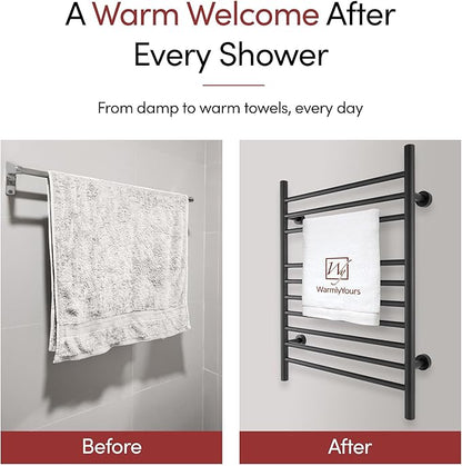 Heated Towel Rack, 10-Bar Wall-Mounted Electric Towel Warmer, Matte Black