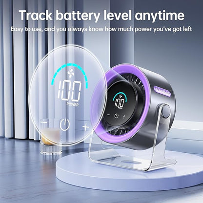 Coolhill USB Desk Fan for Bedroom: 100 Speeds Digital Display Quiet Table Fan