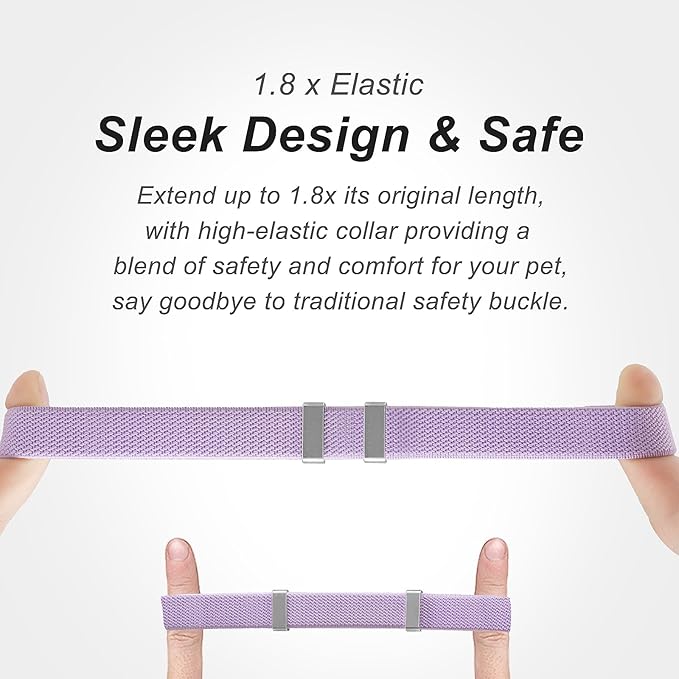 AirTag Cat Collar,Ultra Elastic Cat Tracker Collar with Apple Air Tag Holder, [Lightweight][Scratch Resistant] Stepless Adjustable GPS Pet Collar for Cats Kittens (Purple)