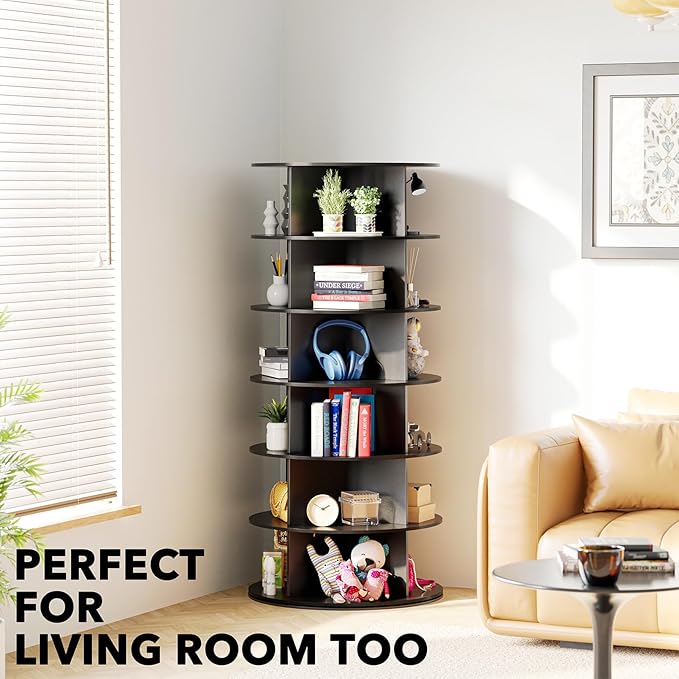 SpaceAid 6 Tier Rotating Shoe Rack Tower, Spinning Shoe Display Lazy Susan