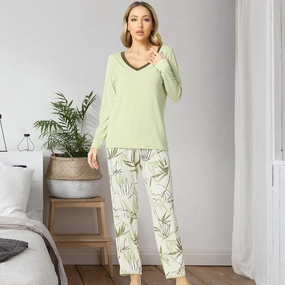 GYS Viscose from Bamboo Women's Pajama Sets Super Soft Long Sleeve Sleepwear Comfy Winter Pjs Sets S-4X