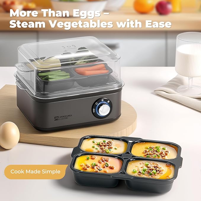 Annie & Mia Design Electric Egg Cooker, Stainless Steel 8 Egg Capacity egg