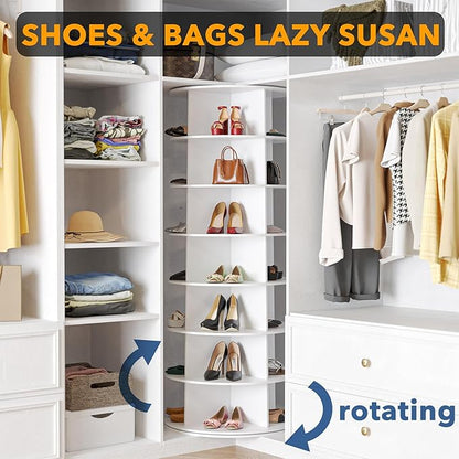 SpaceAid 7 Tier Rotating Shoe Rack Tower, Spinning Shoe Display Lazy Susan