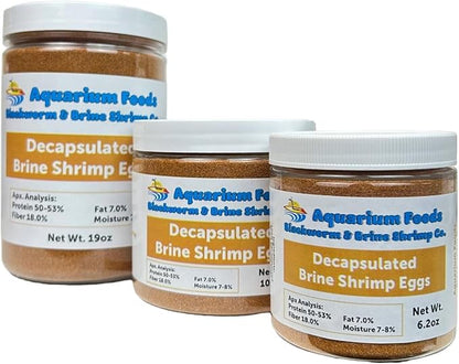 Aquatic Foods Inc. Decapsulated Brine Shrimp Eggs, Non Hatching Shell Free Artemia Cysts. These Eggs Ready to Feed Small Tropicals, Killies, Corals, Anemones, Fry & Babies…10.9oz Medium Round Jar