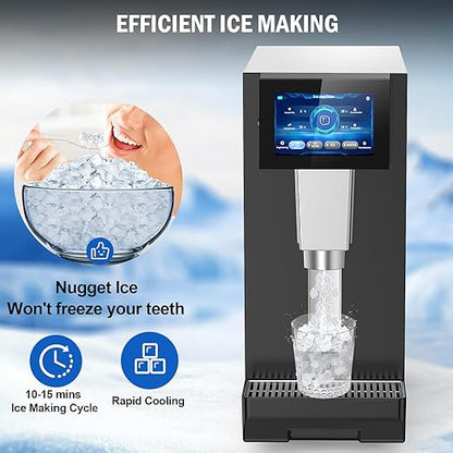 Nugget Ice Maker Countertop, 60 LBS/Day, 5LBS Ice Bin, Water Dispenser