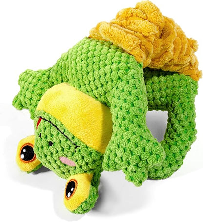 Dog Tug Toy, Durable Dog Toy for Large Breed, Tug of War Dog Squeaky Toys, Stuffed Plush Dog Toy with Crinkle Paper for Small, Middle, and Big Dogs(Frog)