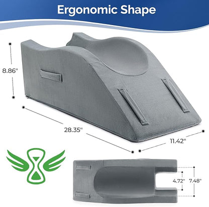 Dreamer Car Leg Elevation Pillow for After Surgery, Injury, or Rest, Ankle Fixation Leg Pillow, Supportive Memory Foam Wedge Pillow for Legs Pain Relief with Anti-Slip Base & 3 Handles