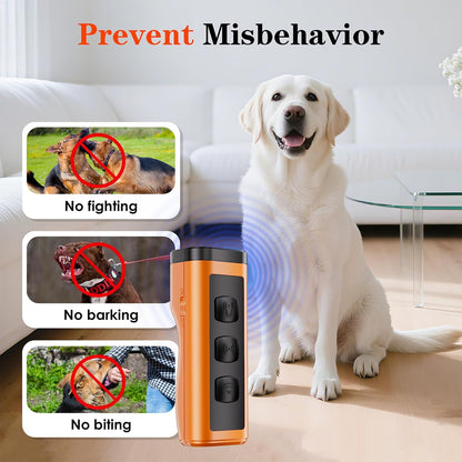 2 Pack Dog Bark Deterrent Devices Rechargeable Anti-Barking Device for Dogs 50ft Long Range Ultrasonic Correct Your Dog's Bad Behavior at The Push of aButton Better Than Shock Collars