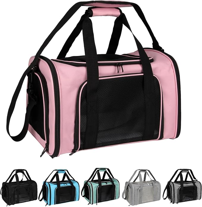 Top tasta Dog Cat Carrier Pet Carriers for Large Cats Small Dogs Carrier Soft Sided Puppy up to 25Lbs Dog Carrier Portable Foldable Dog Cat Travel Carrier (Large-Pink-20 * 13 * 13)