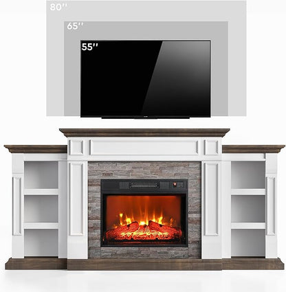 72" Electric Fireplace with Mantel, Fireplace TV Stand