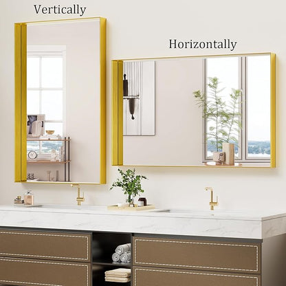 Koonmi 30x48 Inch Metal Framed Bathroom Mirror