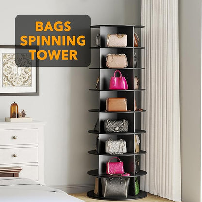 SpaceAid 8 Tier Rotating Shoe Rack Tower, Spinning Shoe Display Lazy Susan
