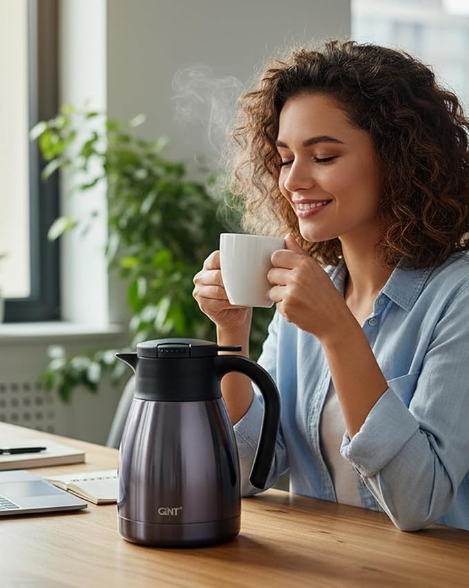 GiNT 1L / 34Oz Thermal Coffee Carafe, Insulated Stainless Steel Coffee Carafes
