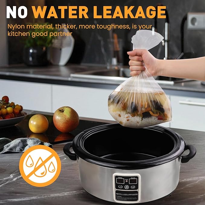 100 Pack Slow Cooker Liners, Large Size 13"x 21" Cooking Bags Disposable Pot