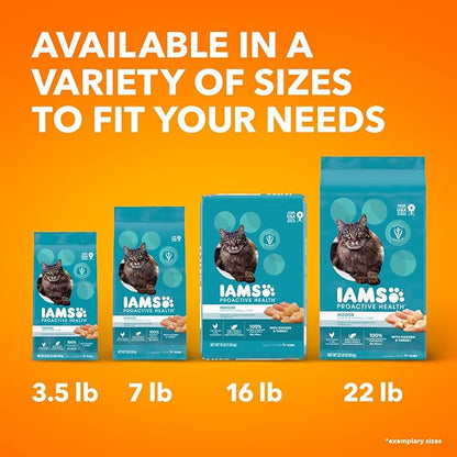 IAMS Proactive Health Indoor Weight Control & Hairball Care Adult Dry Cat Food, Chicken & Turkey Recipe, 22 lb. Bag