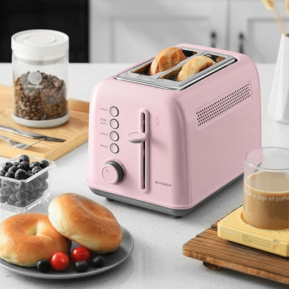 BUYDEEM DT620 2-Slice Toaster, Extra Wide Slots, Retro Stainless Steel