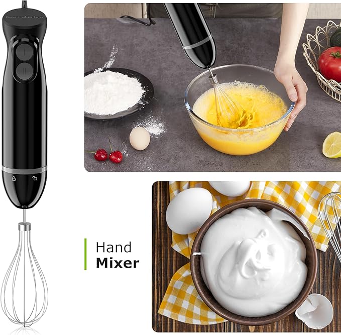 Bonsenkitchen Immersion Blender Handheld, 2 Mixing Speed Hand Blender Electric
