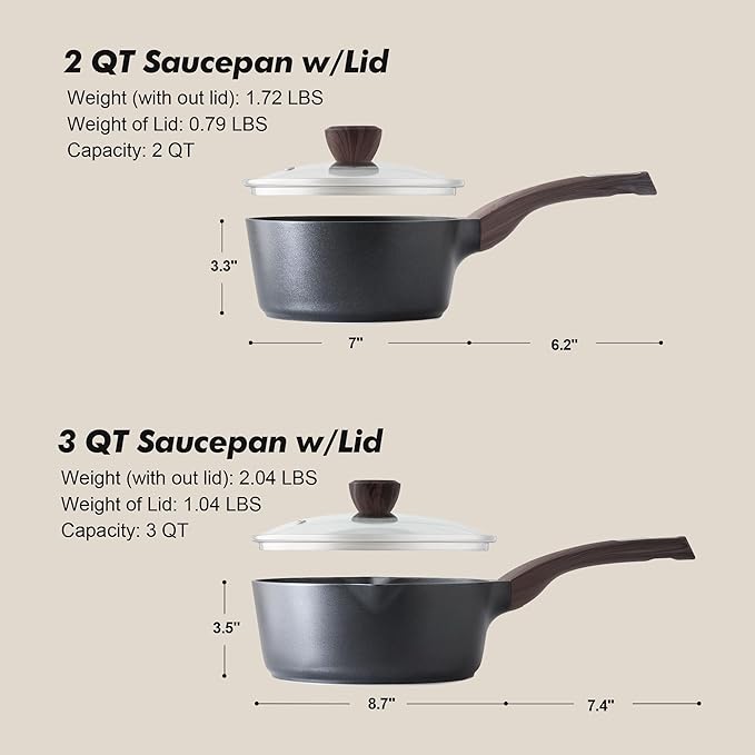 SENSARTE 2.0 & 3.0 Quart Sauce Pan Sets
