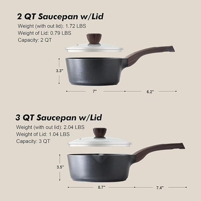 SENSARTE 2.0 & 3.0 Quart Sauce Pan Sets