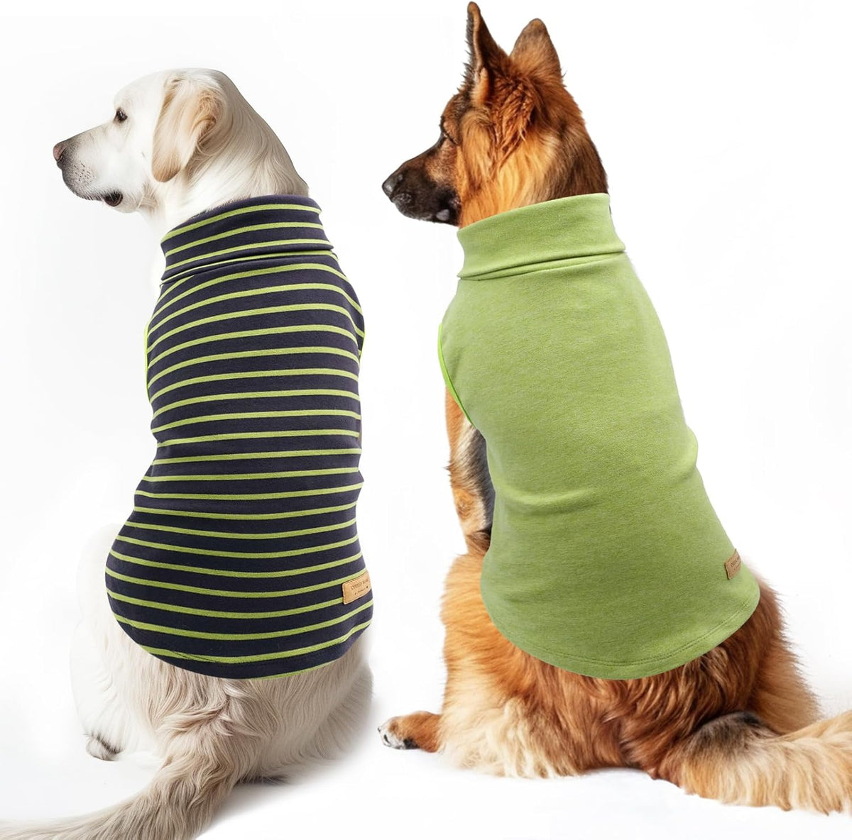 KYEESE 2Pack Dog Sweater Stretchy Large Pets Sweater Turtleneck Dogs Clothes Warm Pet Coats Soft Dog Sweaters for Medium Dogs Boy Pullover Pet Sweatshirt