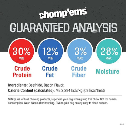 CHOMP 'EMS Ruffin' It 21013 Purehide Dog Chew, Size 12