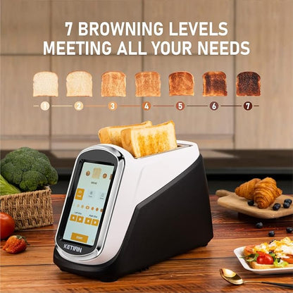 2 Slice Touchscreen Toaster, 2 Wide Slots, Smart Bread Toaster