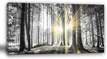 Yxbhhym-Bedroom Wall Art Decor for Living Room Large Canvas Prints Art Black and White Forest Wall Art Trees Picture Landscape Artwork for Wall Nature Scenery Poster Painting Office Decorations