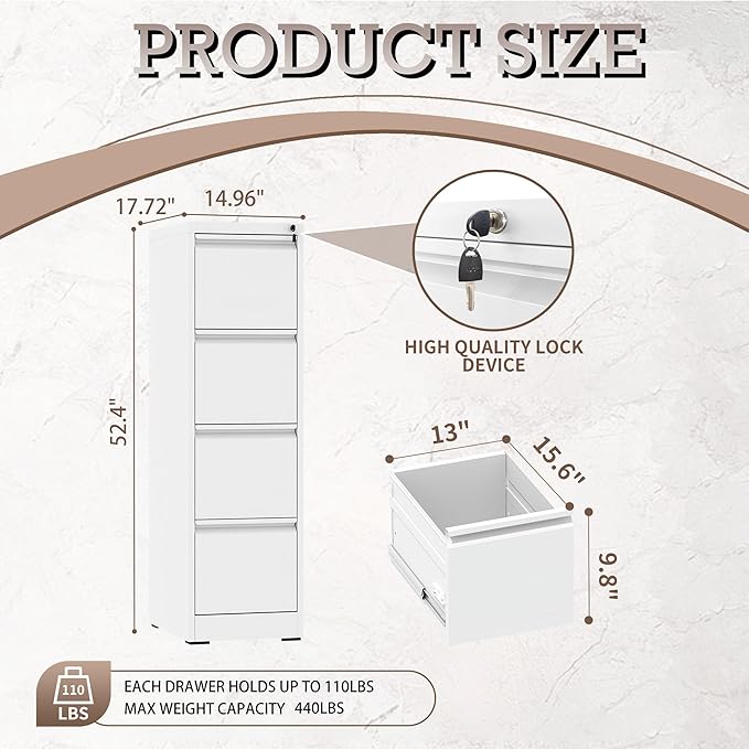 File Cabinet, 4 Drawer File Cabinet