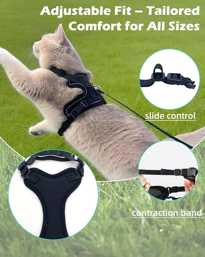 Luxelle 2 Pack Escape-Proof Cat Harness and Leash Set for Walking – Adjustable No Pull Soft Vest with Easy-Wear Buckle, Reflective Straps, Breathable Mesh – Outdoor Travel Harness for Cats & Kittens