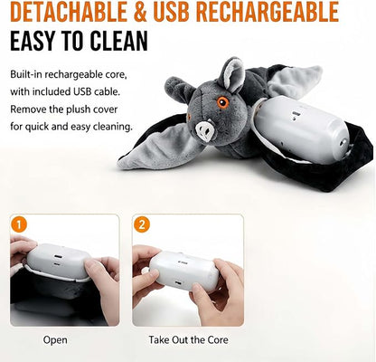 Flying Bat Toy for Dogs & Cats, Flapping Wings Interactive Pet Toy，2 | Flapping bat toy with chirping engages cats and dogs, mimics real flying motion. Cute interactive pet teaser
