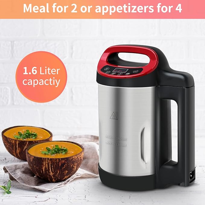 Soup Maker 1.6 L, 4-in-1 Multifunctional Smooth Soup and Chunky Soup Machine