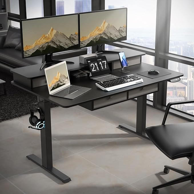 Electric Standing Widened Desk 63 * 30 Inches Adjustable Height