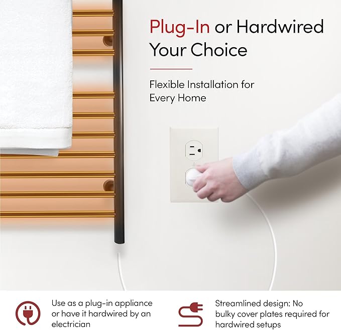 Heated Towel Rack, 10-Bar Wall-Mounted Electric Towel Warmer, Matte Black