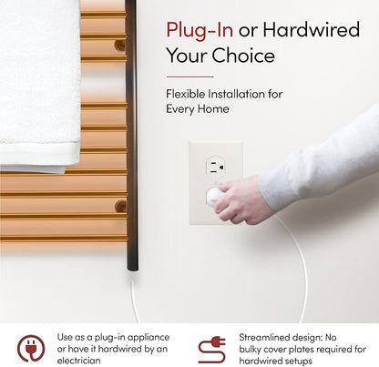 Heated Towel Rack, 10-Bar Wall-Mounted Electric Towel Warmer, Matte Black