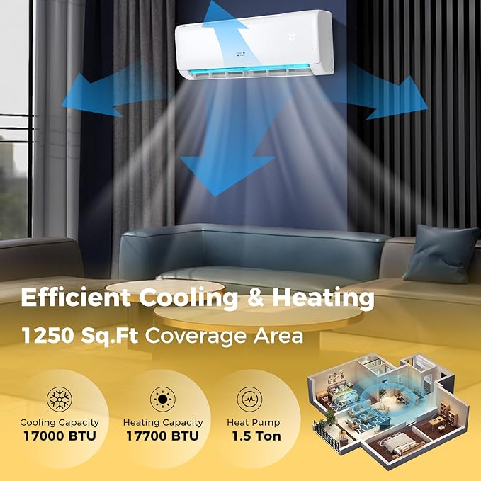 COSTWAY 18, 000 BTU Mini Split Air Conditioner, Energy Star,