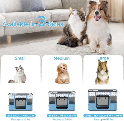 XRG Foldable Pet Playpen,Indoor Cat cage Puppy Crates M(31.5"x23.6"x21.7") | Portable Cat Kennel with Upgrade Breathable Mesh，Sturdy Kitten Playpen Indoor & Outdoor for Rabbit or Small Animals，Bule