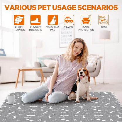 Washable Pee Pad for Dogs, 2 Pack Extra Large Puppy Pads, 72"x72" | Super Absorbent, Waterproof & Leakproof, Non-Slip Bottom, Machine Washable, For Floors, Beds, Couches, Crates, Carpets, Cars