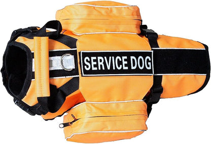 Serijoars Dog Vest Harnesses with Saddlebag Backpack for Camping & Travel - Reflective Hound Hiking Backpack Saddle Bag - Lightweight Vest Harness for Medium & Large Dogs (Orange, M)