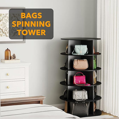 SpaceAid 5 Tier Rotating Shoe Rack Tower, Spinning Shoe Display Lazy Susan