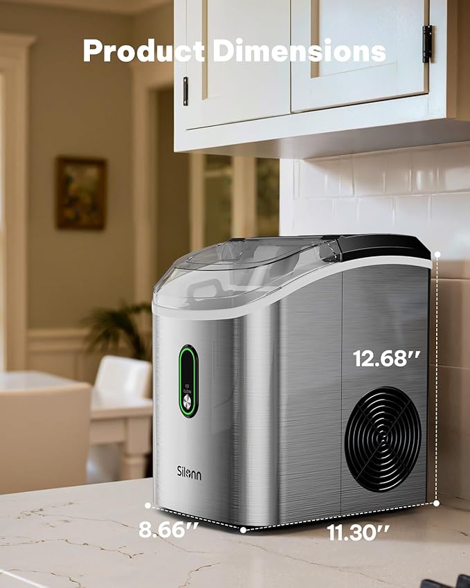 Silonn Nugget Ice Maker Countertop, Pellet Ice Machine